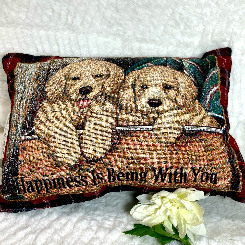 Good Housekeeping Mohawk Accent Pillows Labradors Set 2 Canvas Black NEW - Picture 2 of 6